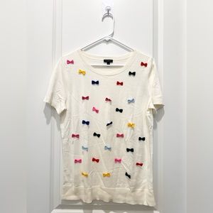 TALBOTS Party Bow Crew Neck Knit Top